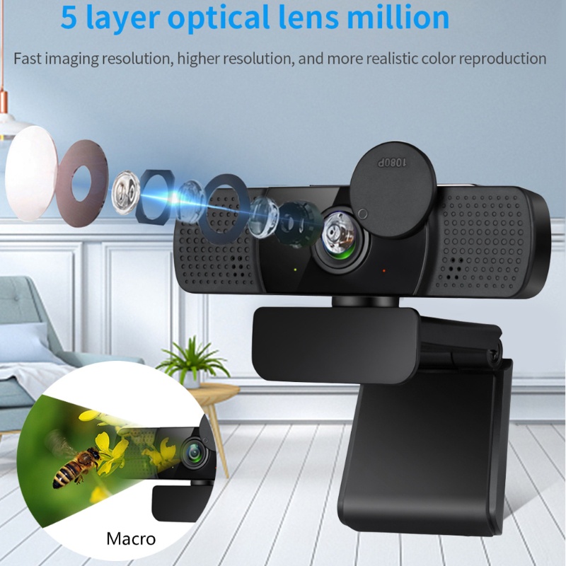 Webcam 1080P Có Giá Đỡ Ba Chân Tích Hợp Micro Riêng Tư Cho Máy Tính
