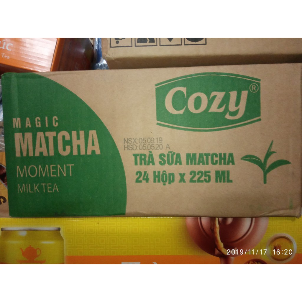 Thùng 24 hộp 225ml Trà sữa Cozy Moments hương matcha