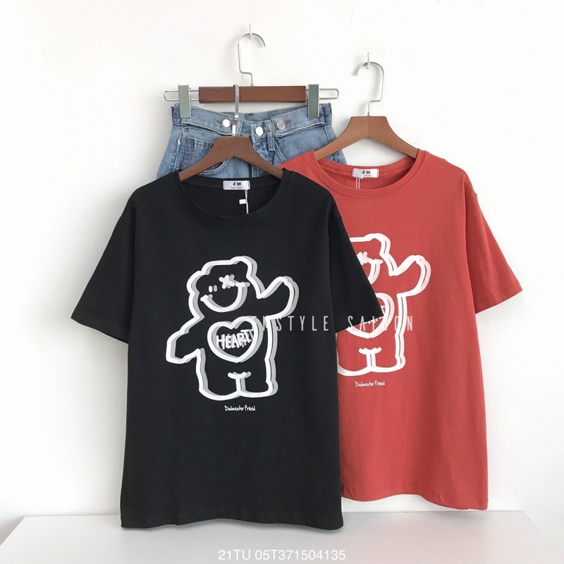 Áo thun tay ngắn in hình gấu cười ulzzang thời trang nữ Fmstyle Saigon 21TU05T371504 | BigBuy360 - bigbuy360.vn