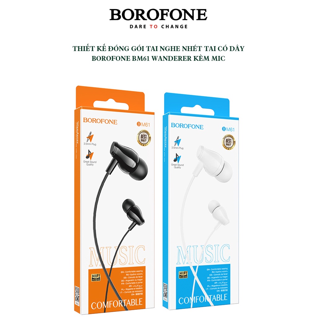Tai nghe có dây BOROFONE BM61 Wanderer 1.2m tích hợp micro - AK Mobile