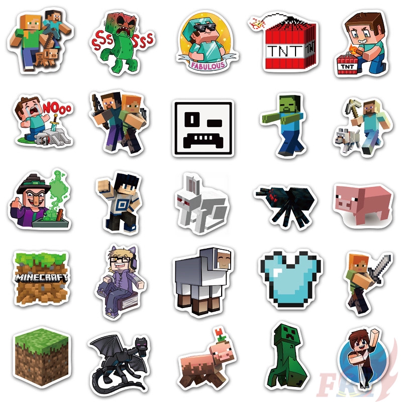 Set 50 sticker trang trí họa tiết Minecraft - Series 01 độc đáo đáng yêu
