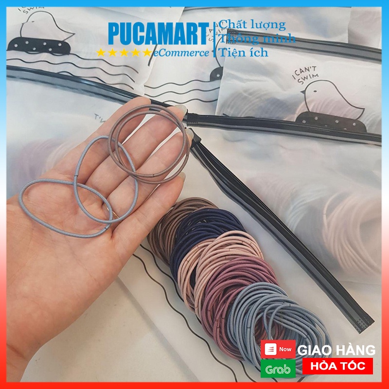 Combo 100 Dây Buộc Tóc, Bo Chun Phong Cách Hàn Quốc Nhiều Màu Sắc Trẻ Trung - PucaMart