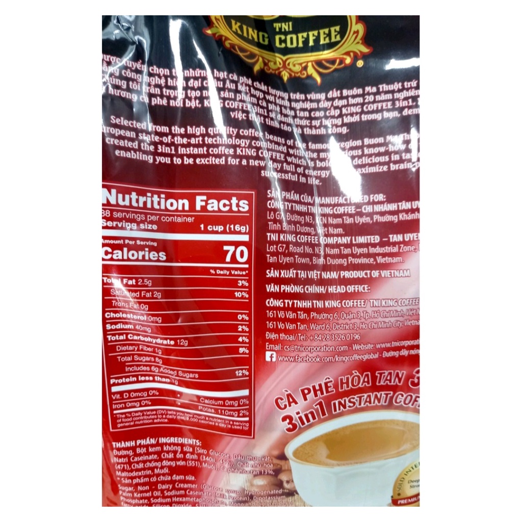 Set 90 gói king coffee, hòa tan 3in1 , gói 16 gr hsd: 8_2024