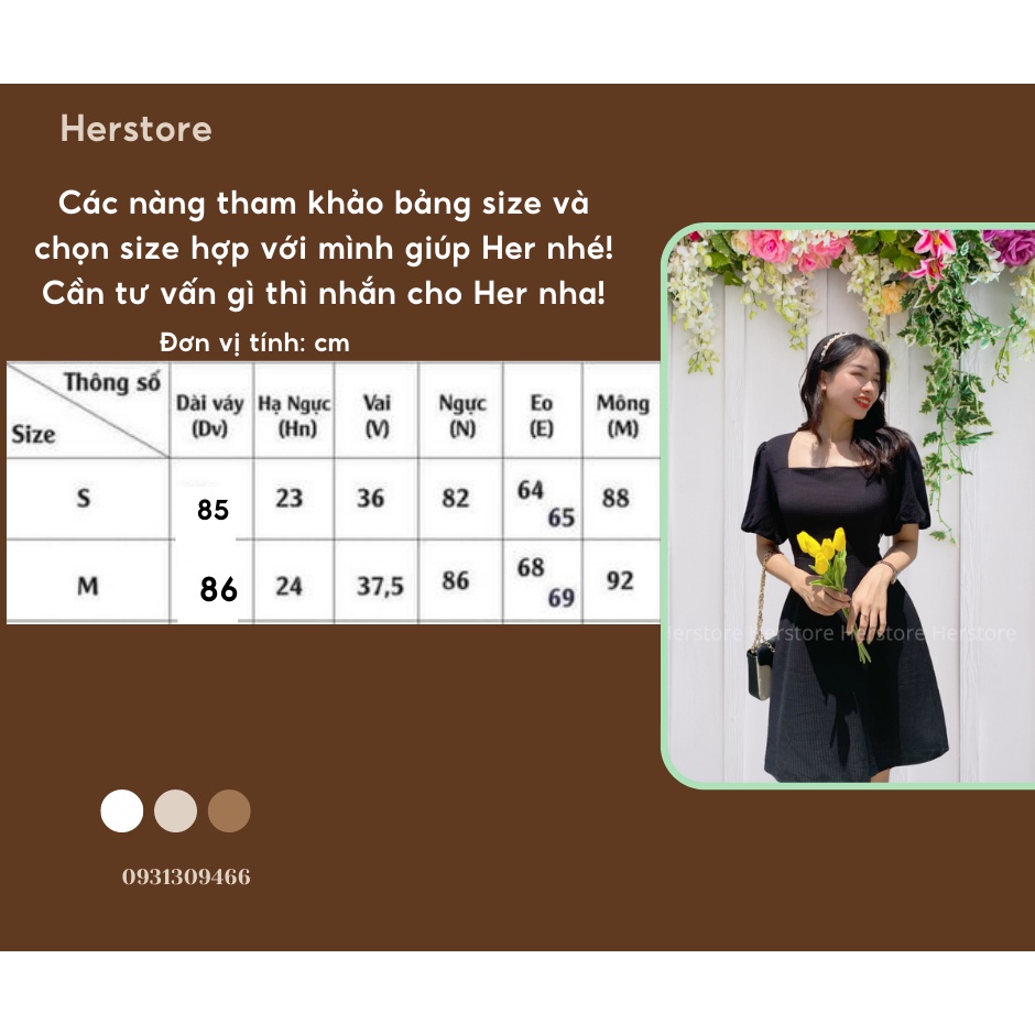 ĐẦM THIẾT KẾ DÁNG XÒE THẮT NƠ CỔ VUÔNG-HERSTORE