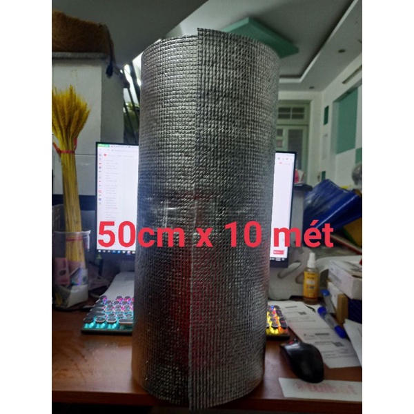 Xốp bạc cách nhiệt khổ 50cm x 10 mét (dày 3 ly), mút OPP 1 mặt bạc