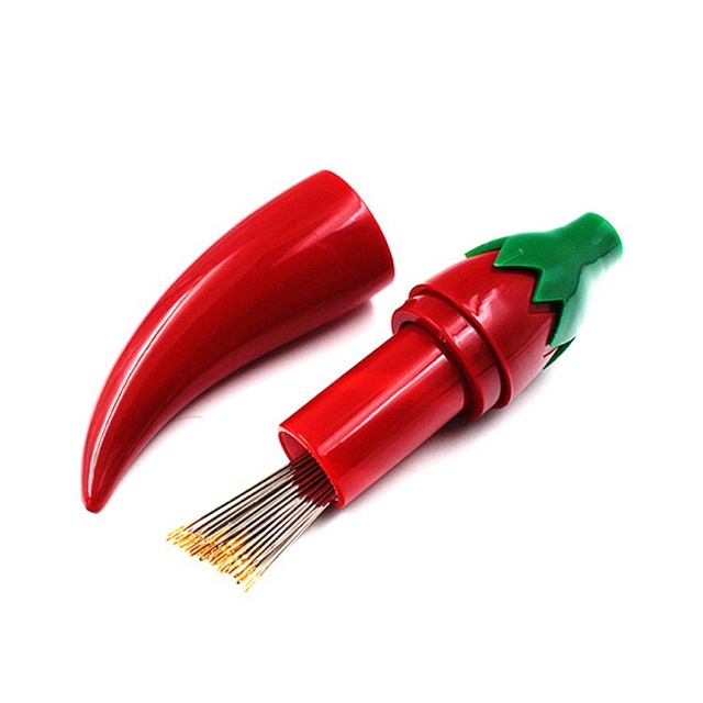 Bộ 12 Kim Khâu Quần Áo Không Cần Xỏ Chỉ Kèm Hộp Đựng Hình Quả Ớt Tiện Dụng