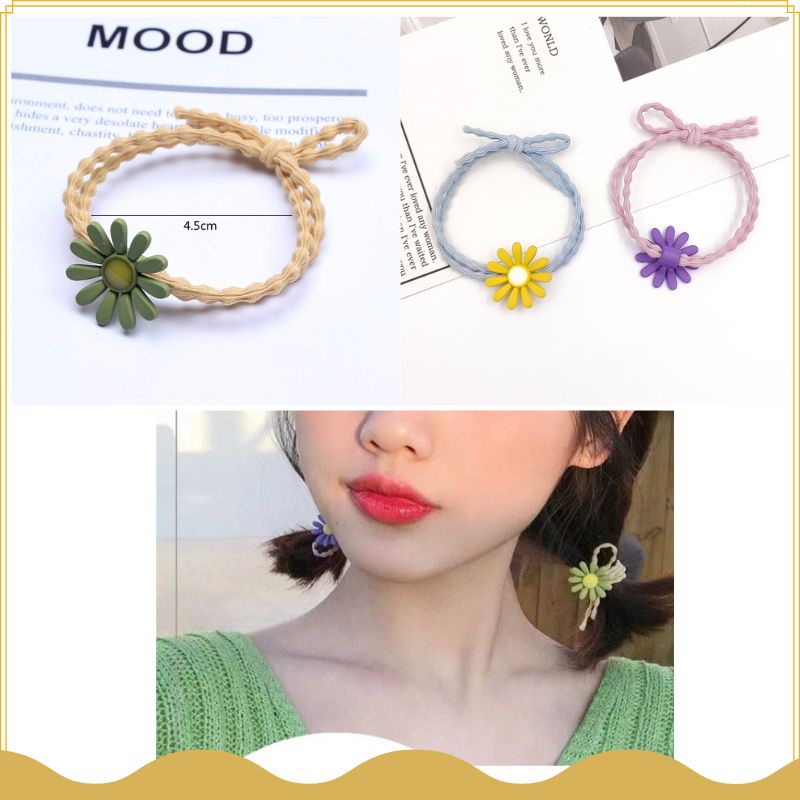 Thun cột tóc Hoa Cúc dây buộc tóc phong cách Hàn Quốc nhiều màu loại xịn sợi thun đôi co giãn cực bền NPP Songliemshop