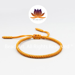 Vòng Tay Thắt Dây Màu Vàng Cam Sậm Phong Cách Tibet Handmade, Vòng Tay Phong Thuỷ, Chuỗi Hạt S50 - Bead Art