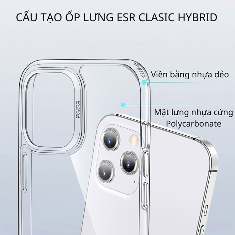 Ốp lưng trong suốt 12 Pro Max /12 Pro ESR CLASSIC HYBRID cho IPhone Chính Hãng