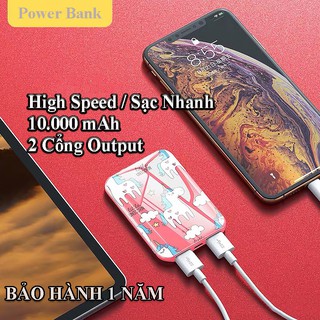 Pin Sạc Dự Phòng 10000mah Với 2 Cổng Output Siêu Nhỏ Gọn & Tiện Dụng So Cute