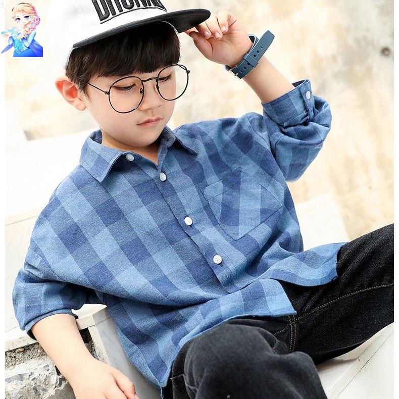 Áo Sơ Mi Cotton Tay Dài Kẻ Sọc Thời Trang Xuân Thu Dành Cho Bé Trai 2022