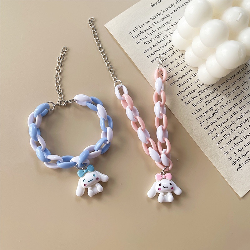 Vòng đeo tay WE FLOWER acrylic mặt hình chú cún hoạt hình cinnamoroll đáng yêu dành cho nữ