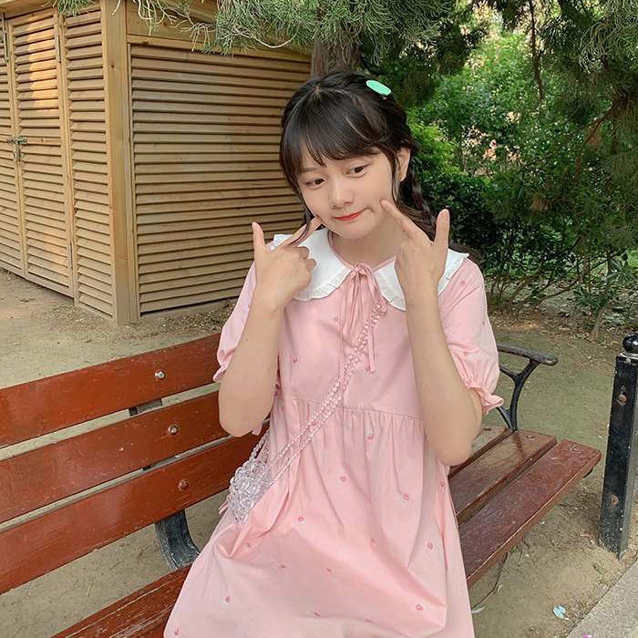 Đầm Midi Dáng Chữ A Cổ Búp Bê Phong Cách Hàn Quốc Ngọt Ngào Thời Trang Cho Nữ