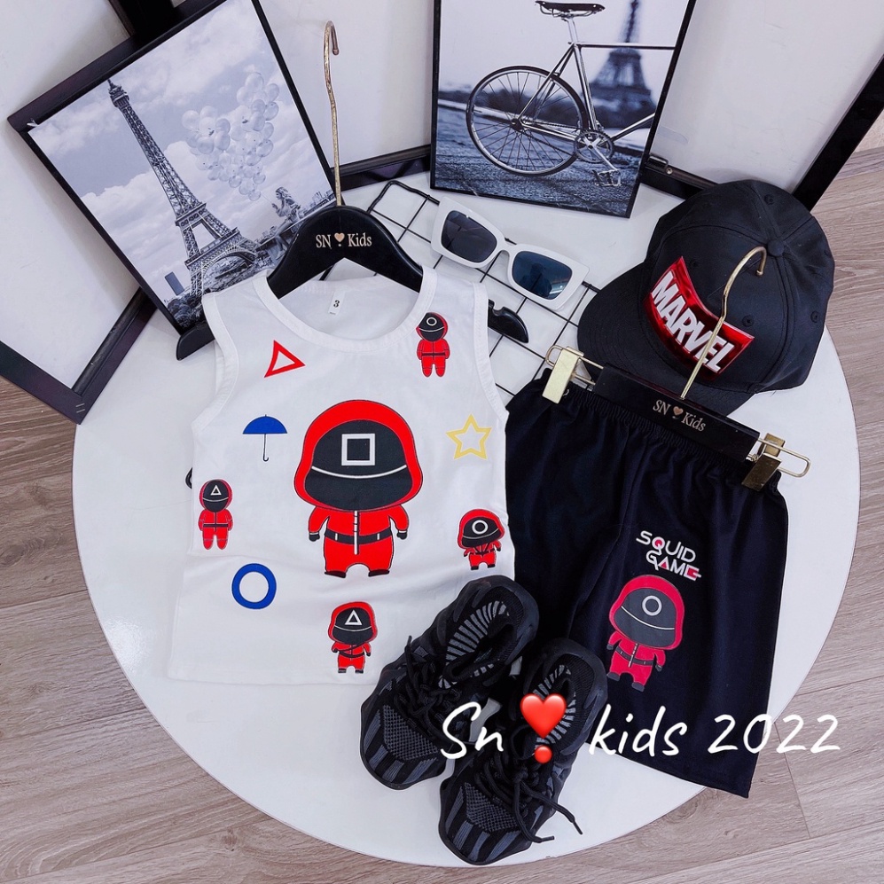 Bộ ba lỗ bé trai, Bộ đồ trò chơi con mực bé trai (10-30kg)