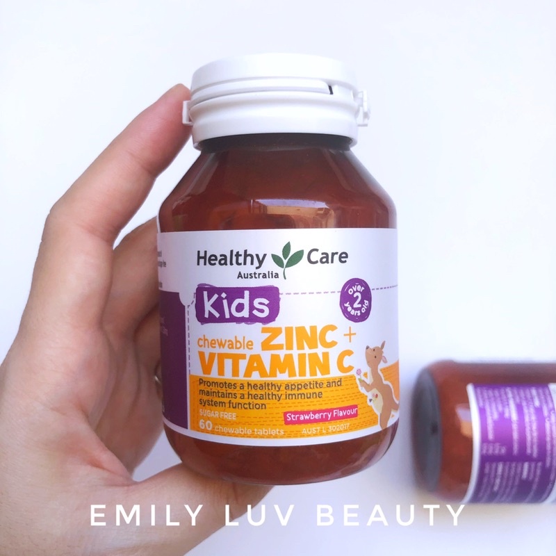 Viên nhai bổ sung Kẽm Healthy Care Zinc + Vitamin C cho bé 2 tuổi +