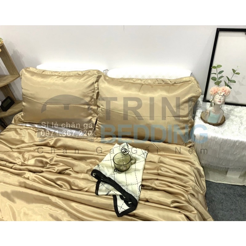 Bộ ga phi lụa lót trơn mịn mát 1m2x2m + 1m4x2m