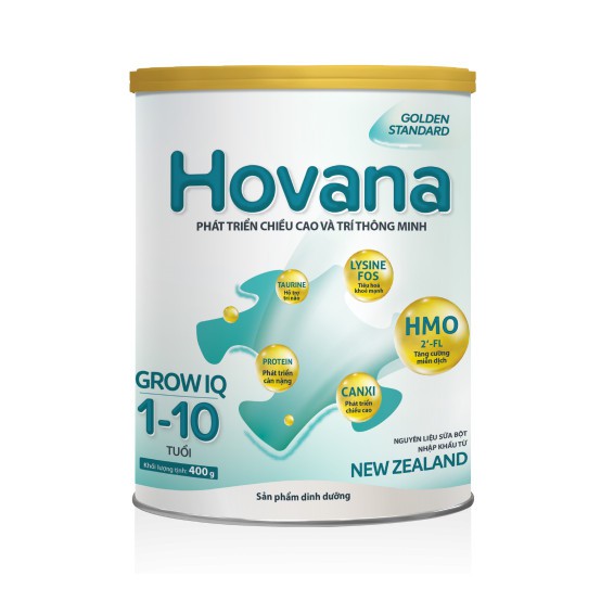Sữa bột HOVANA GROW IQ (400g) - Dinh dưỡng cho bé 1-10 tuổi phát triển trí não, chiều cao và hệ miễn dịch