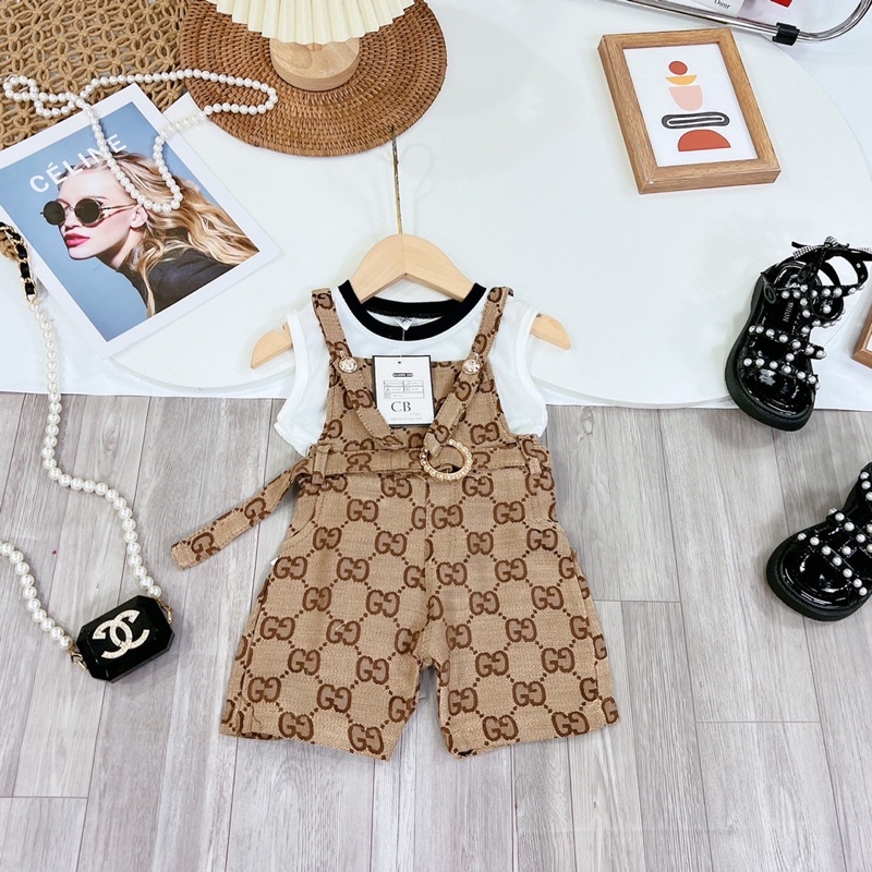 Set yếm quần gc kèm thắt lưng cho bé gái