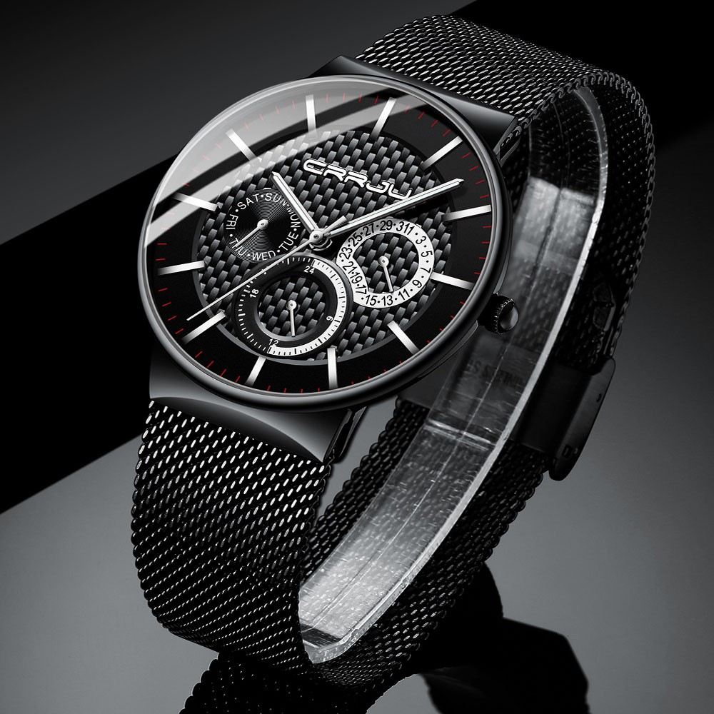 Đồng Hồ Quartz CRRJU 2153G Dây Đeo Tháp Siêu Mỏng Chống Nước Sang Trọng Dành Cho Nam