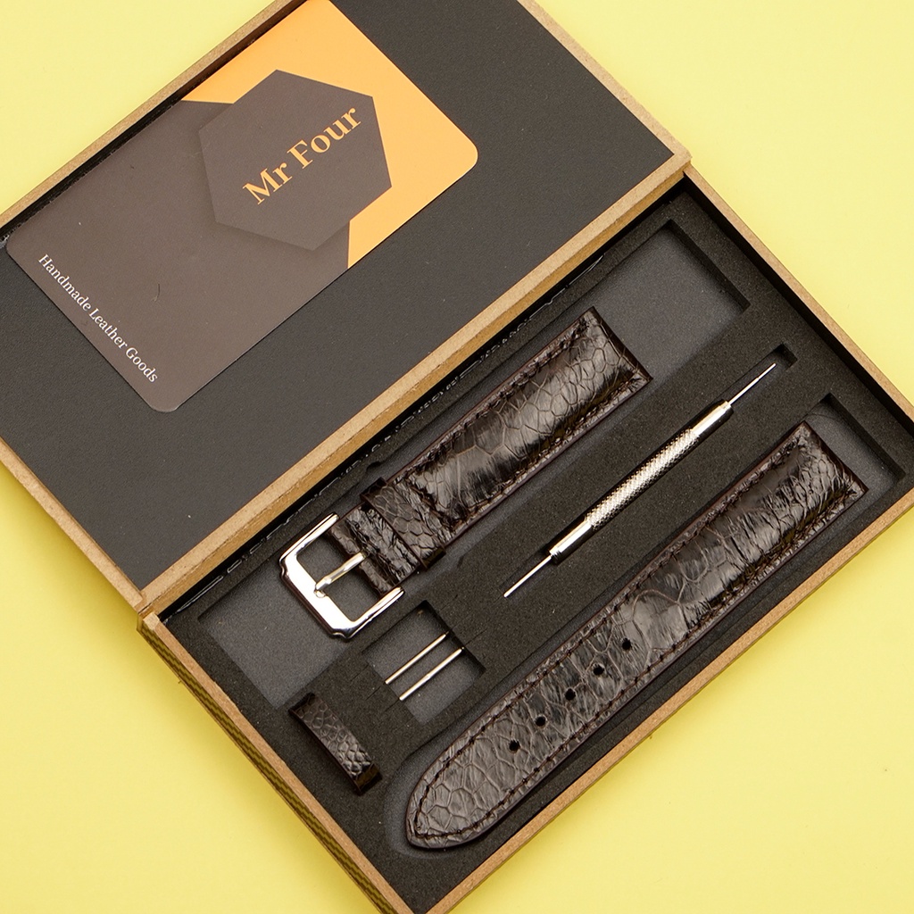 Dây Đồng Hồ Da Đà Điểu Cao Cấp Size 16mm,18mm, 19mm, 20mm, 21mm, 22mm, 24mm | Leather Watch Bands