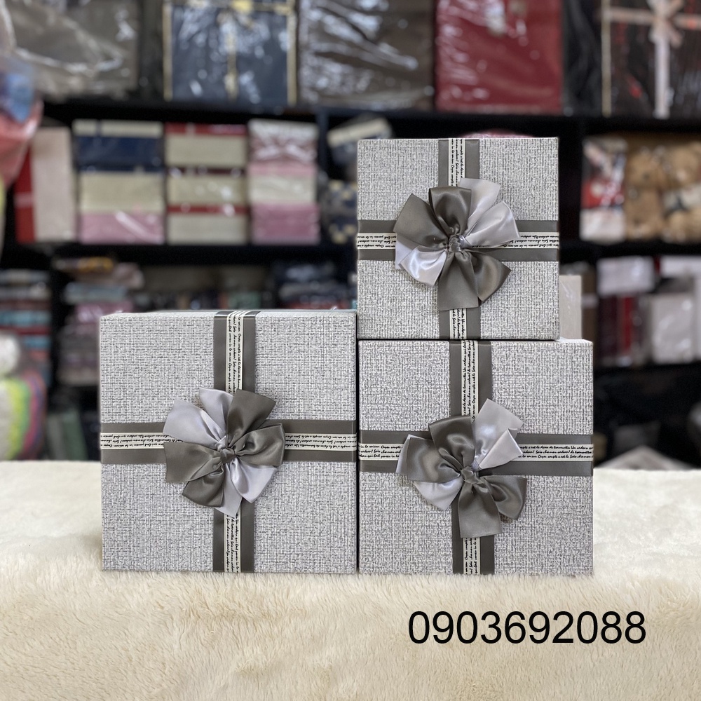 Hộp quà tặng hình vuông size lớn - hộp nhập khẩu, cứng cáp, sang trọng (nhiều màu)