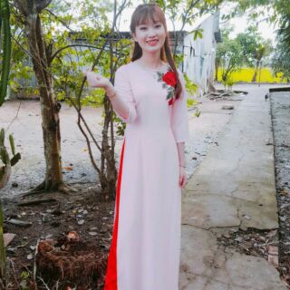 Set áo dài Hồng kèm quần