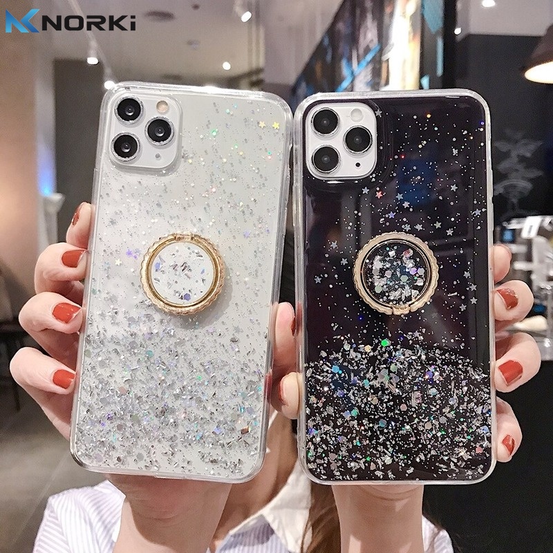 Ốp Điện Thoại Dẻo Màu Gradient Lấp Lánh Kèm Giá Đỡ Nhẫn Cho Huawei Nova 3i Nova 5T Nova 7i Y9 2019 Y7Pro 2019