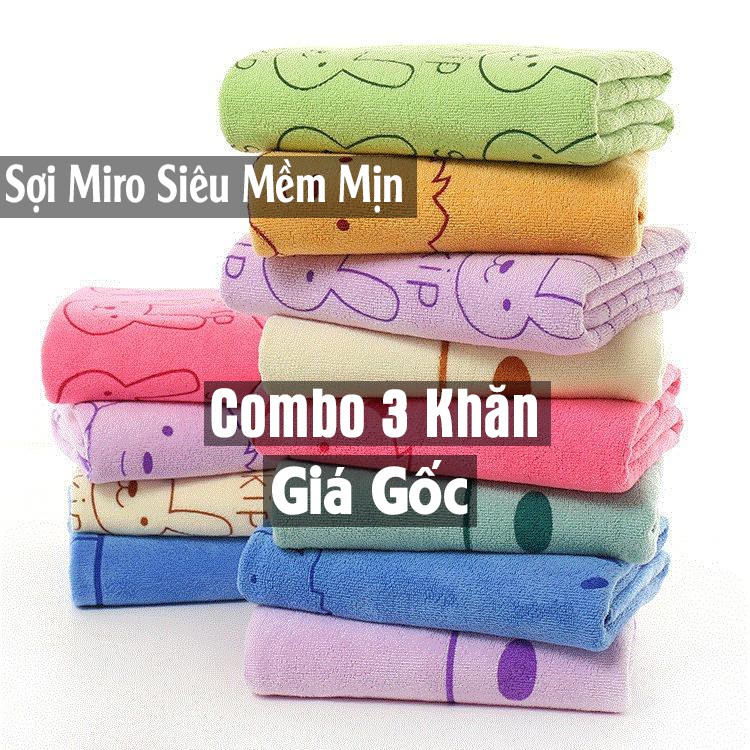 Set 3 khăn tắm cao cấp sét khăn loại mẫu to chất vải cotton 100% không so sánh hàng rẻ