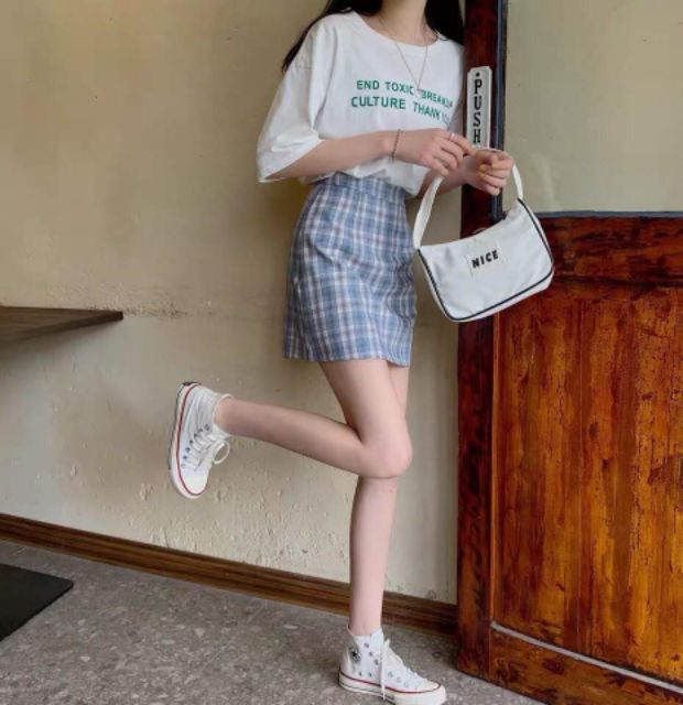 Chân váy kẻ pastel hot hit ( có ảnh thật/ hàng sẵn)