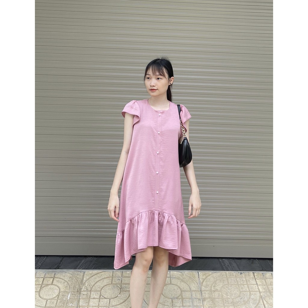 Đầm bầu váy bầu suông rộng vai bồng