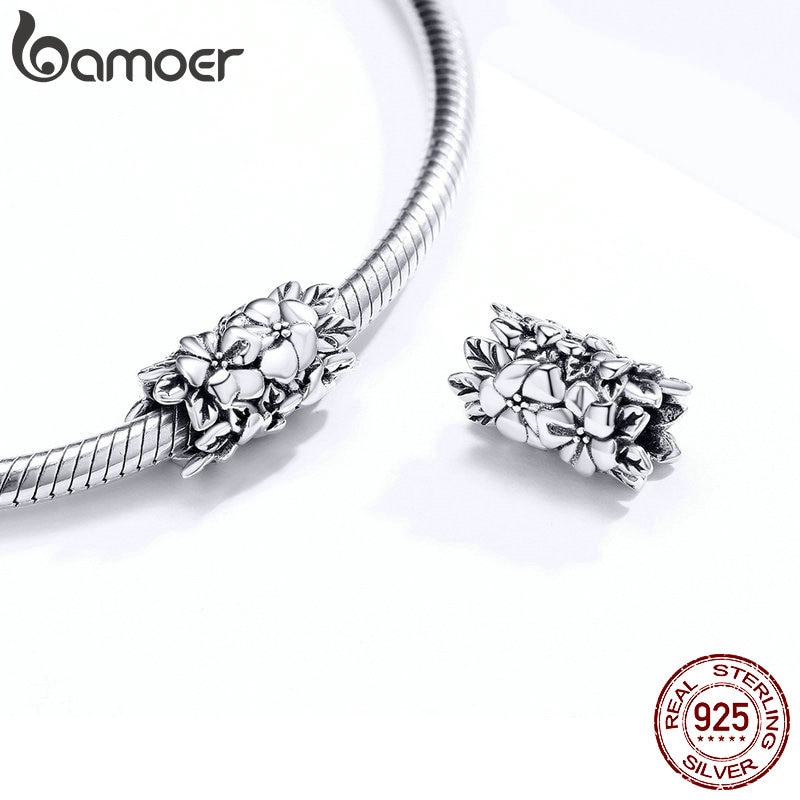 Hạt charm hình hoa lá Bamoer dùng trang trí đồ trang sức chuyên dụng