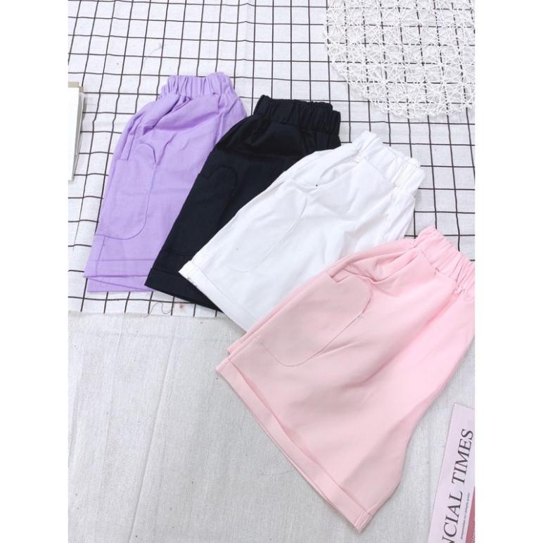 Quần Shorts Kaki Hình Gấu - Quần Kaki Ống Rộng Ngố- Quần Đùi Nữ
