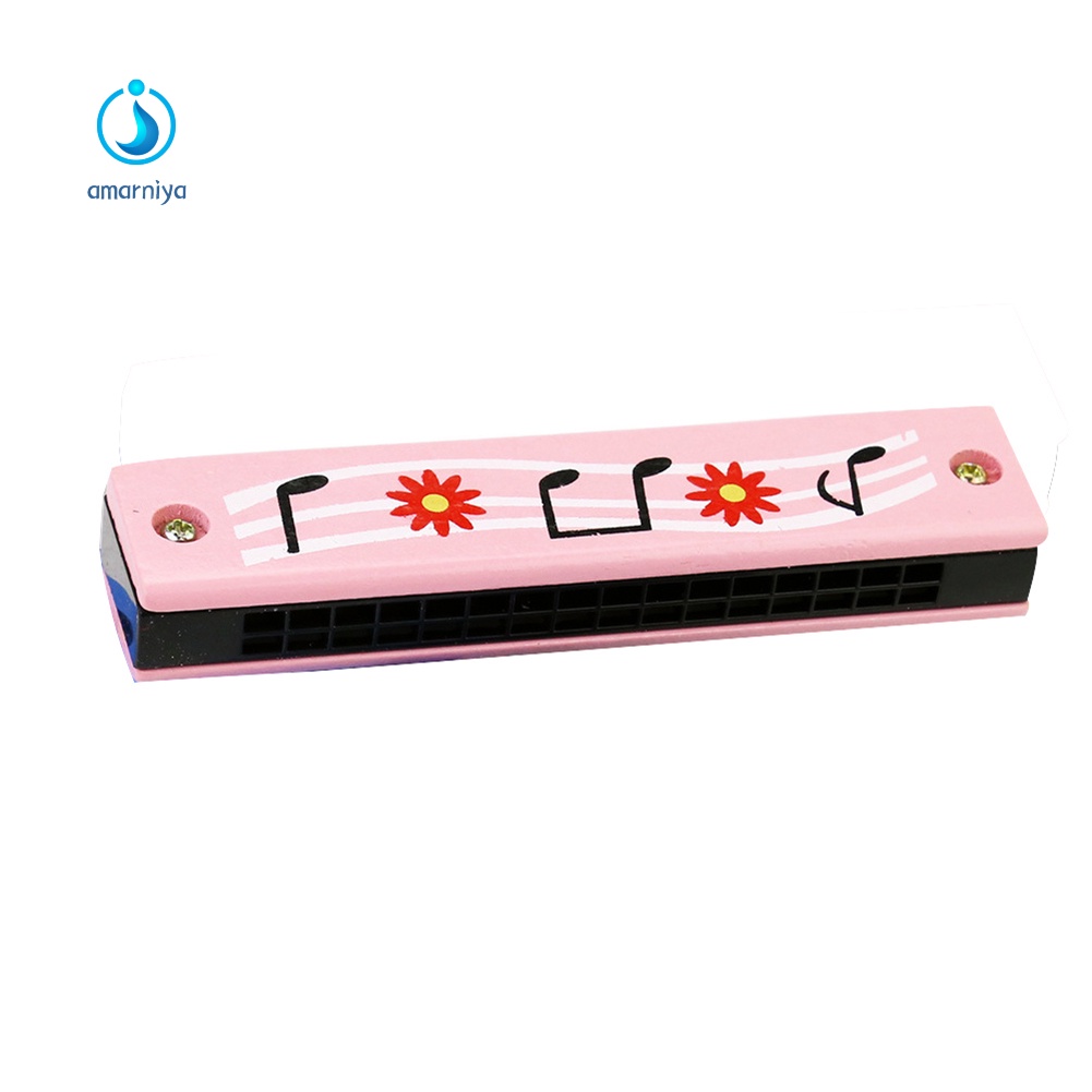 Kèn harmonica 16 lỗ bằng gỗ họa tiết độc đáo mang tính giáo dục sớm cho bé