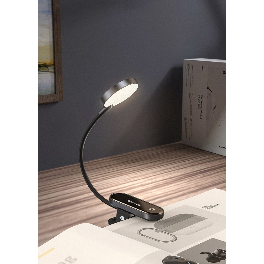 CHÍNH HÃNG_Đèn LED Baseus nhỏ kẹp bàn không dây cảm ứng sạc USB để đọc sách vào ban đêm