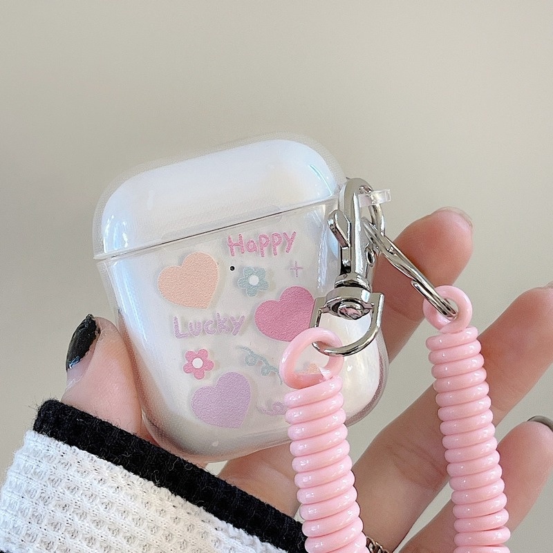 Vỏ Bảo Vệ Hộp Sạc Tai Nghe Bluetooth airpods 2/3 Trong Suốt Kèm Dây Đeo Thời Trang Chất Lượng Cao
