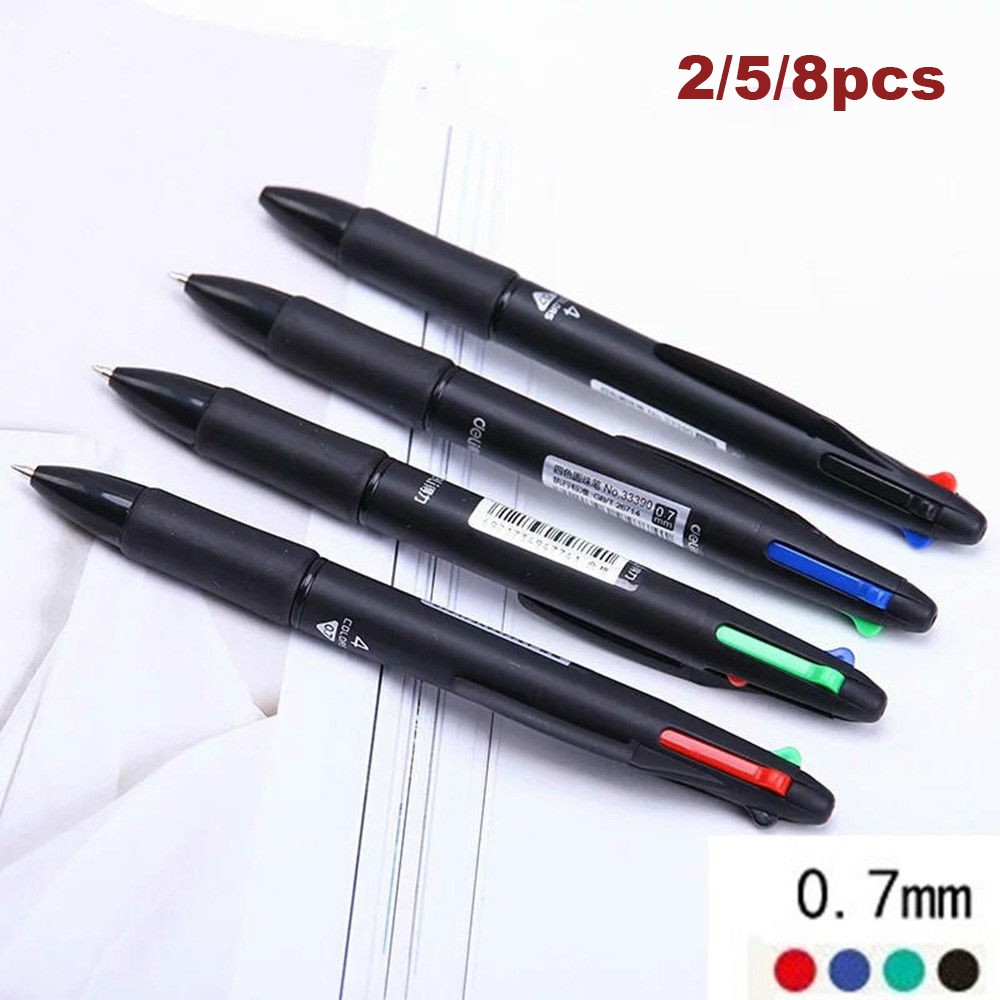 Set 2/5/8 bút bi 4 màu ngòi 0.7mm tiện dụng