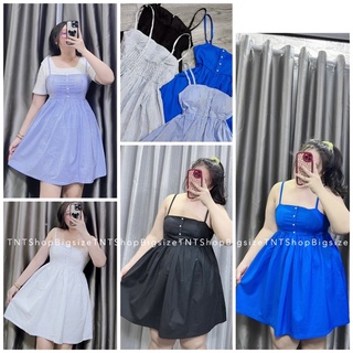 ĐẦM 2 DÂY NỮ PHỒNG DÁNG NGẮN [TNT SHOP BIGSIZE 60KG 90KG]