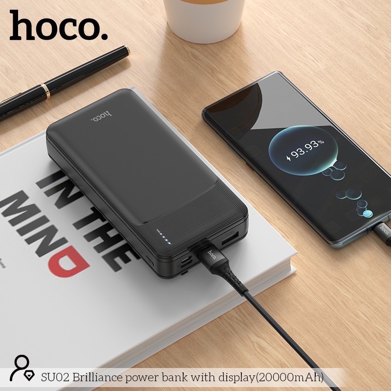 Pin/Sạc Dự Phòng Hoco 20000Mah Sạc Nhanh 2 Cổng Ra Tích Hợp Đèn Pin Bảo Hành 6 Tháng