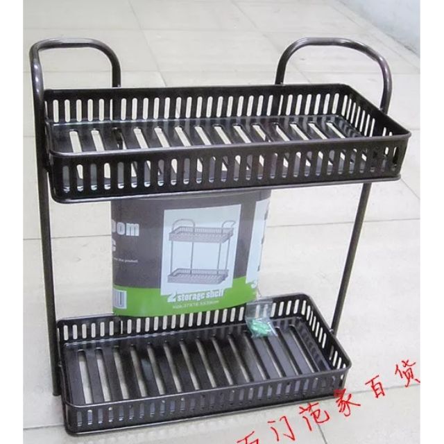 Kệ nhà tắm, nhà bếp inox đen vuông 2 tầng | BigBuy360 - bigbuy360.vn