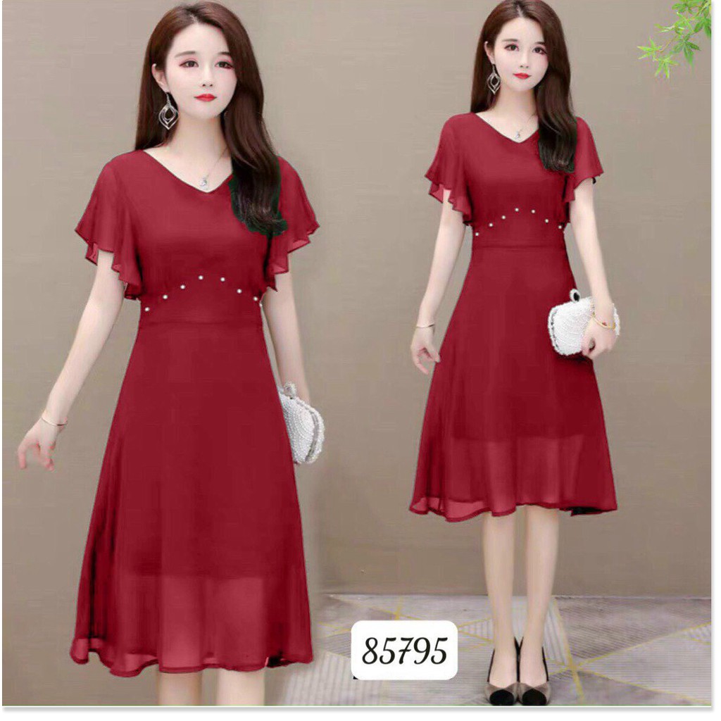 ĐẦM VOAN Ý ĐÍNH NGỌC,ĐƯỢC THIẾT KẾ HỌA TIẾT TRƠN NHƯNG KHÔNG KÉM PHẦN SANG TRỌNG  THỜI TRANG KME.STORE