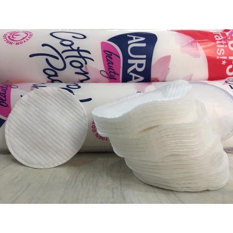 Bông Tẩy Trang Aura 150 Miếng 100% Cotton