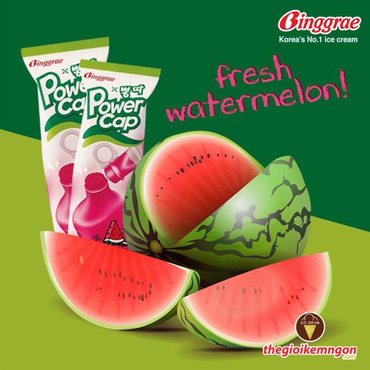 Kem Binggrae ống dưa hấu Powercap Watermelon 130ml