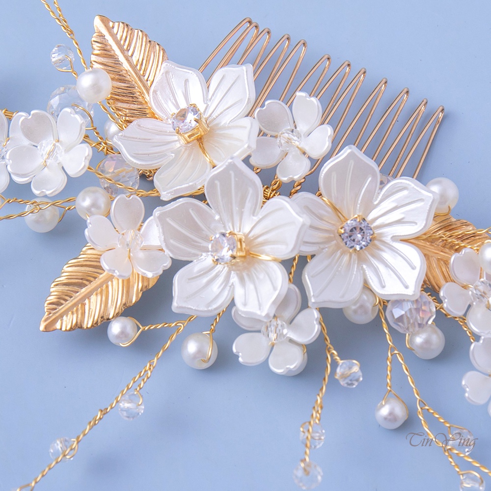 GETNOIVAS Lược Chải Tóc 12 Răng Bằng Kim Loại Mạ Vàng Không Gây Dị Ứng Hình Bông Hoa Làm Quà Tặng Valentine