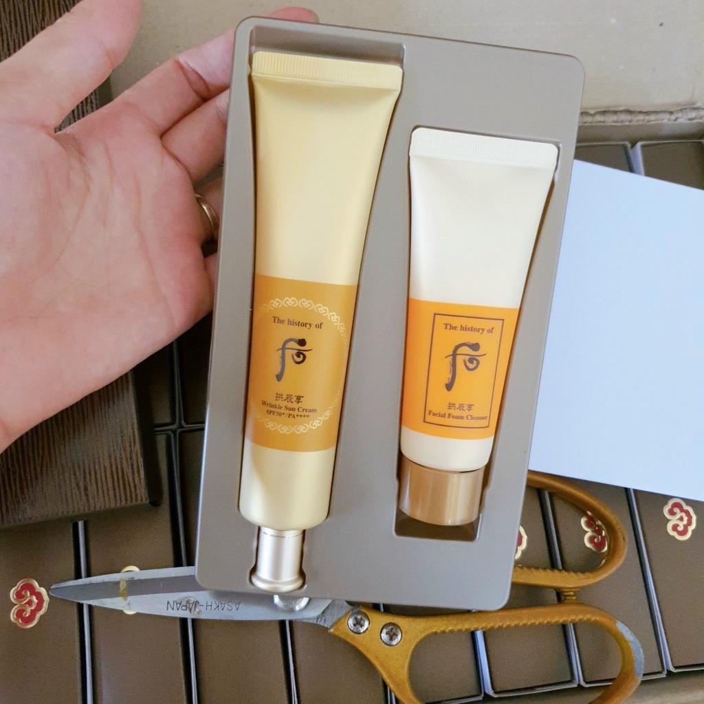 Set kem chống nắng whoo vàng 75ml_The History of Whoo Gongjinhyang Wrinkle Sun Cream Set