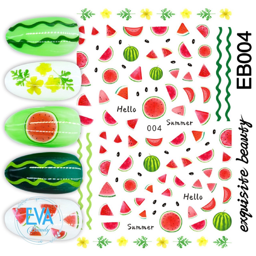 Sticker Dán Móng Tay 3D Dạng Decal Dán Chống Nước Hoạ Tiết Trái Cây Fresh  Orange Cam Tươi EB001