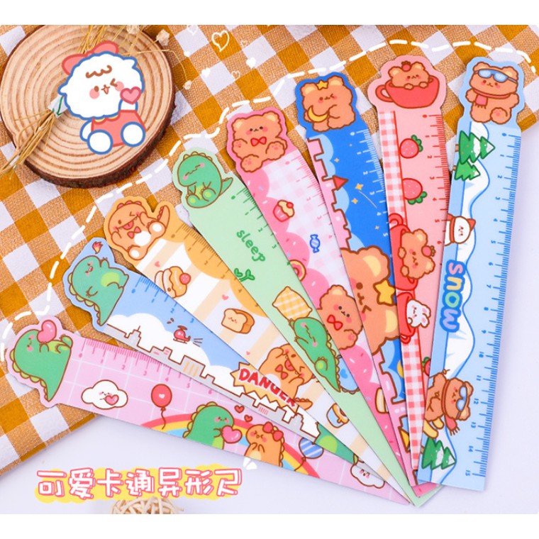 Thước kẻ cute 15cm bằng nhựa dẻo, in hình thú cưng siêu dễ thương giá rẻ
