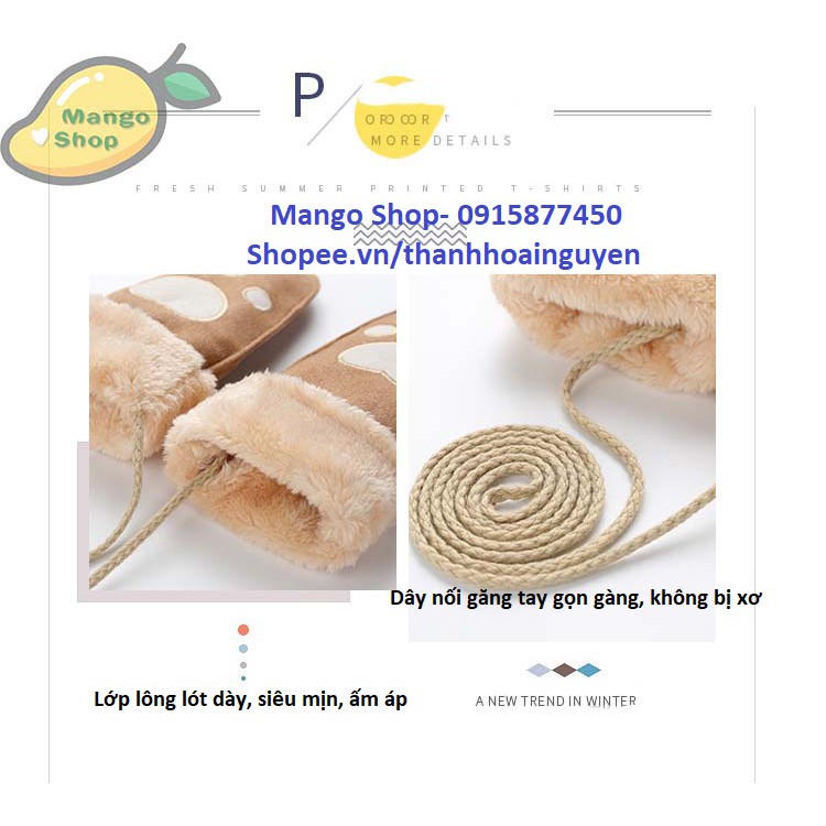 Găng tay trùm kín tay mùa đông cute Hàn Quốc - Găng tay lót lông Noel đáng yêu