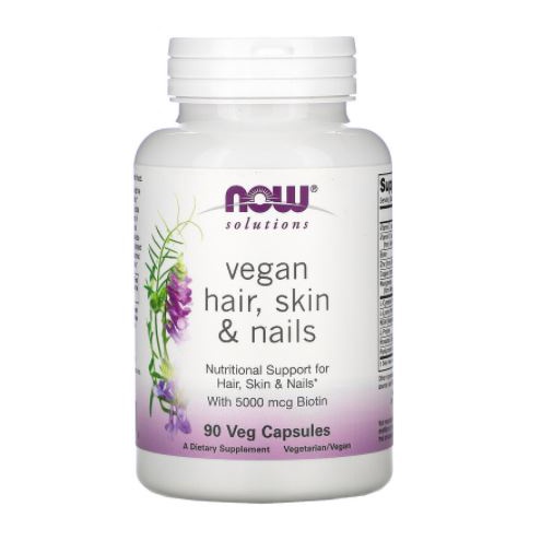 Viên Uống Hỗ Trợ Cho Da, Móng Và Tóc Chắc Khỏe Now Vegan Hair, Skin &amp; Nails 5000mg  (90 viên)
