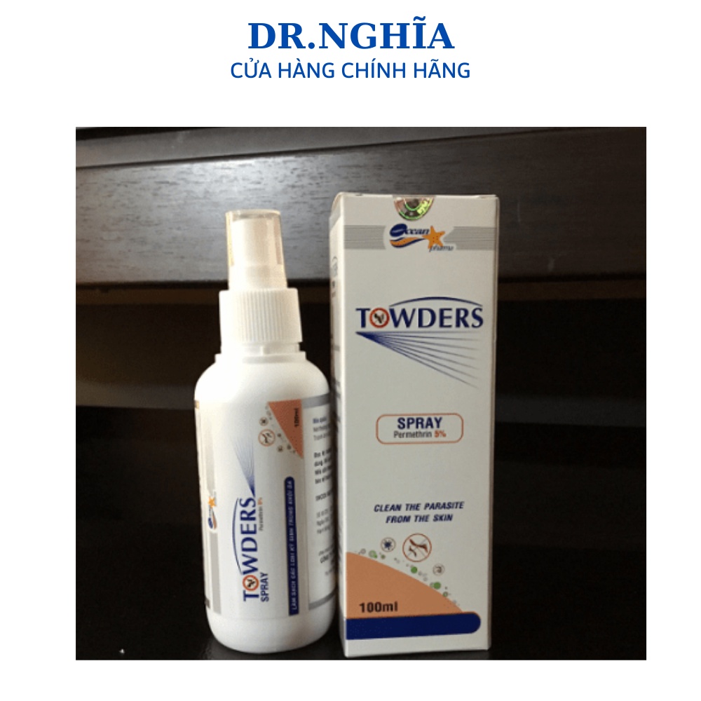 XỊT GHẺ TOWDERS SPRAY PERMETHRIN 5% 100ML/ 150ML làm sạch côn trùng kí sinh trùng