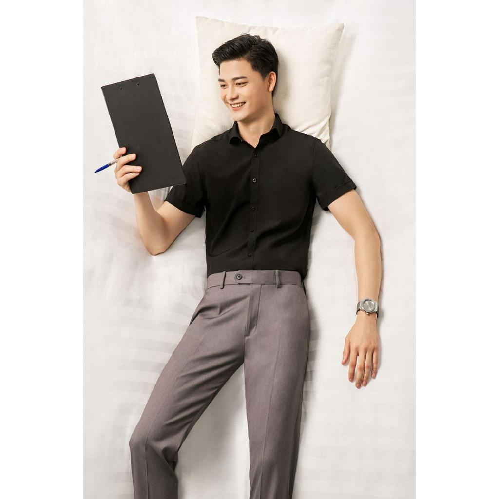 Áo Sơ Mi Nam Ngắn Tay 4SMCB004DEN BILUXURY Công Sở Vải Mềm Mịn
